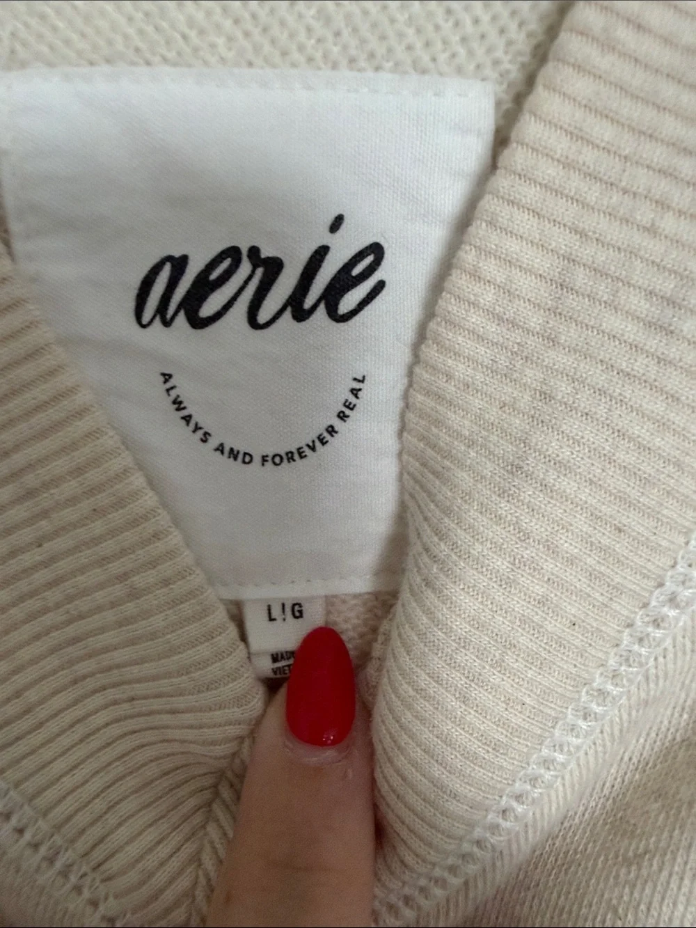 aerie Beige V-Neck Lightweight Pullover Sweater